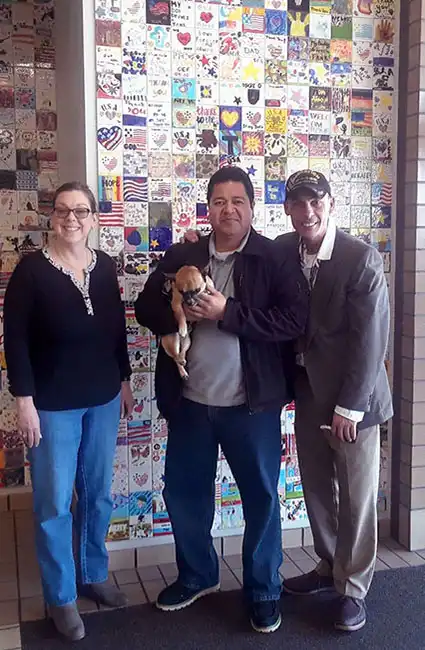 Shopping Mall staff with the childrens Books author David Haave for a tribute honoring firefighters in Kentucky -- David Haave